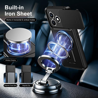 For Honor X8d 4G Sliding Camshield Holder Magnetic Phone Case(Black)