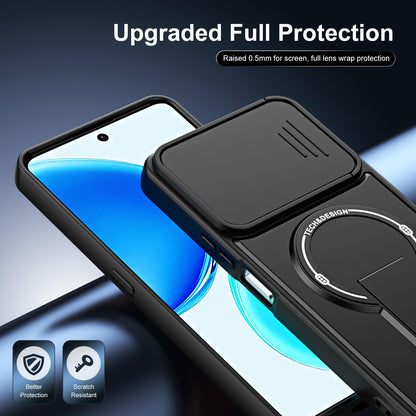 For Honor X8d 4G Sliding Camshield Holder Magnetic Phone Case(Black)