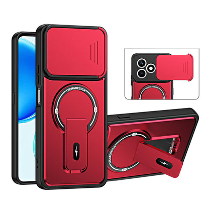 For Honor X8d 4G Sliding Camshield Holder Magnetic Phone Case(Red)