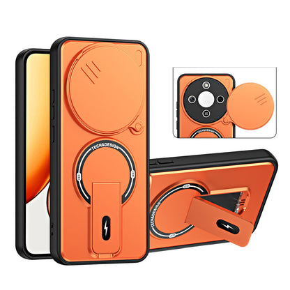 For Honor X9a / X40 / Magic5 Lite Sliding Camshield Holder Magnetic Phone Case(Orange)