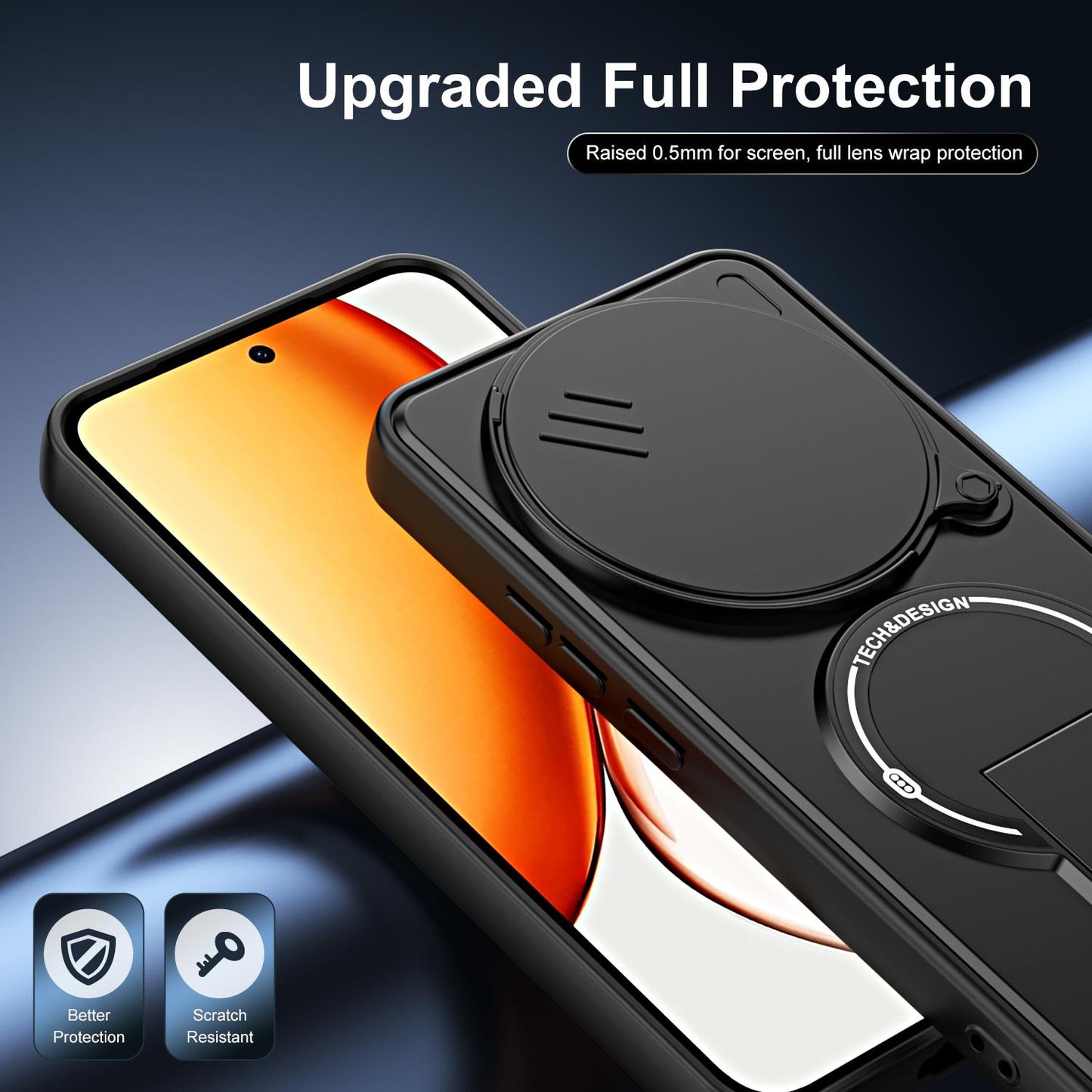 For Honor X9a / X40 / Magic5 Lite Sliding Camshield Holder Magnetic Phone Case(Orange)