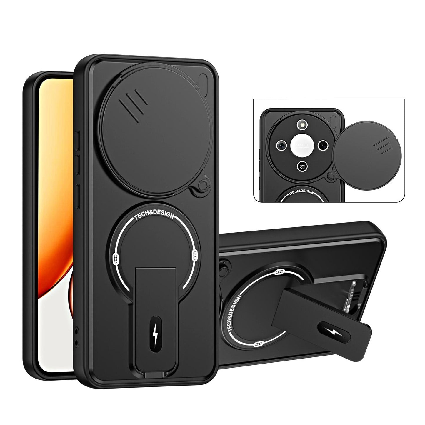 For Honor X9a / X40 / Magic5 Lite Sliding Camshield Holder Magnetic Phone Case(Black)