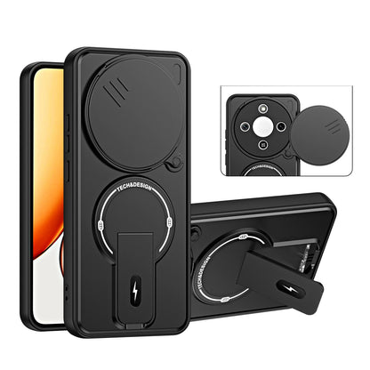 For Honor X9a / X40 / Magic5 Lite Sliding Camshield Holder Magnetic Phone Case(Black)