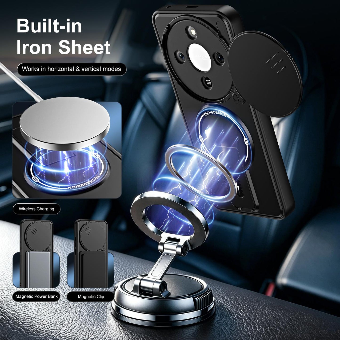 For Honor X9a / X40 / Magic5 Lite Sliding Camshield Holder Magnetic Phone Case(Black)