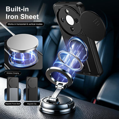 For Honor X9a / X40 / Magic5 Lite Sliding Camshield Holder Magnetic Phone Case(Black)