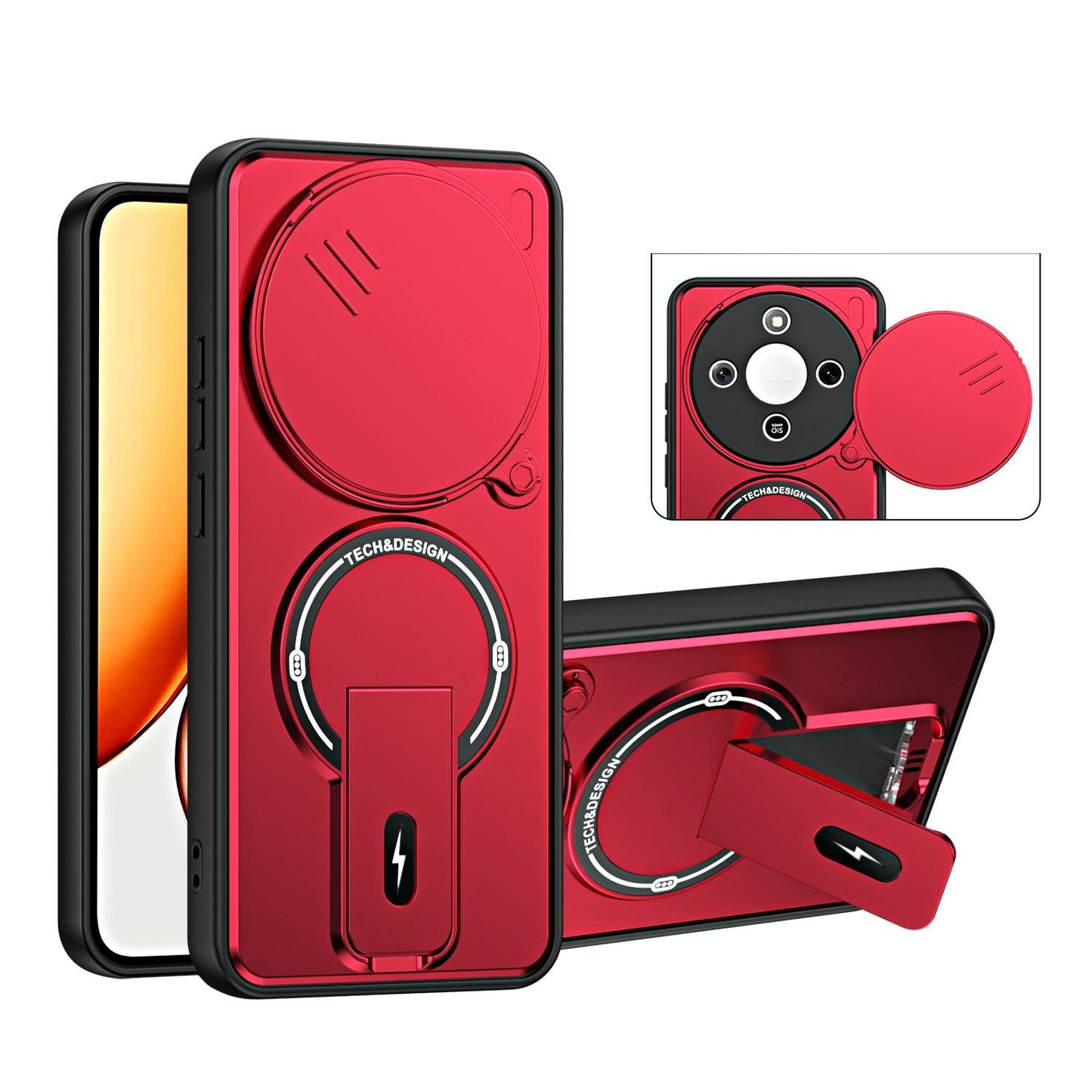 For Honor X9a / X40 / Magic5 Lite Sliding Camshield Holder Magnetic Phone Case(Red)