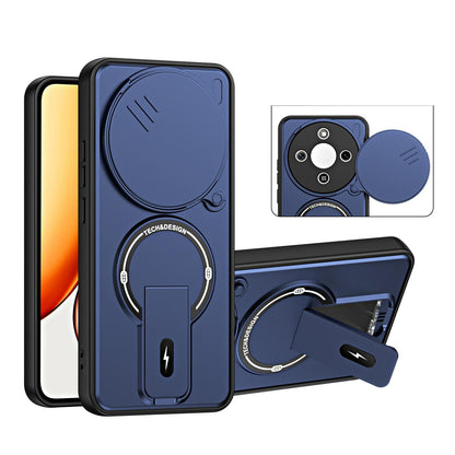 For Honor X9a / X40 / Magic5 Lite Sliding Camshield Holder Magnetic Phone Case(Blue)