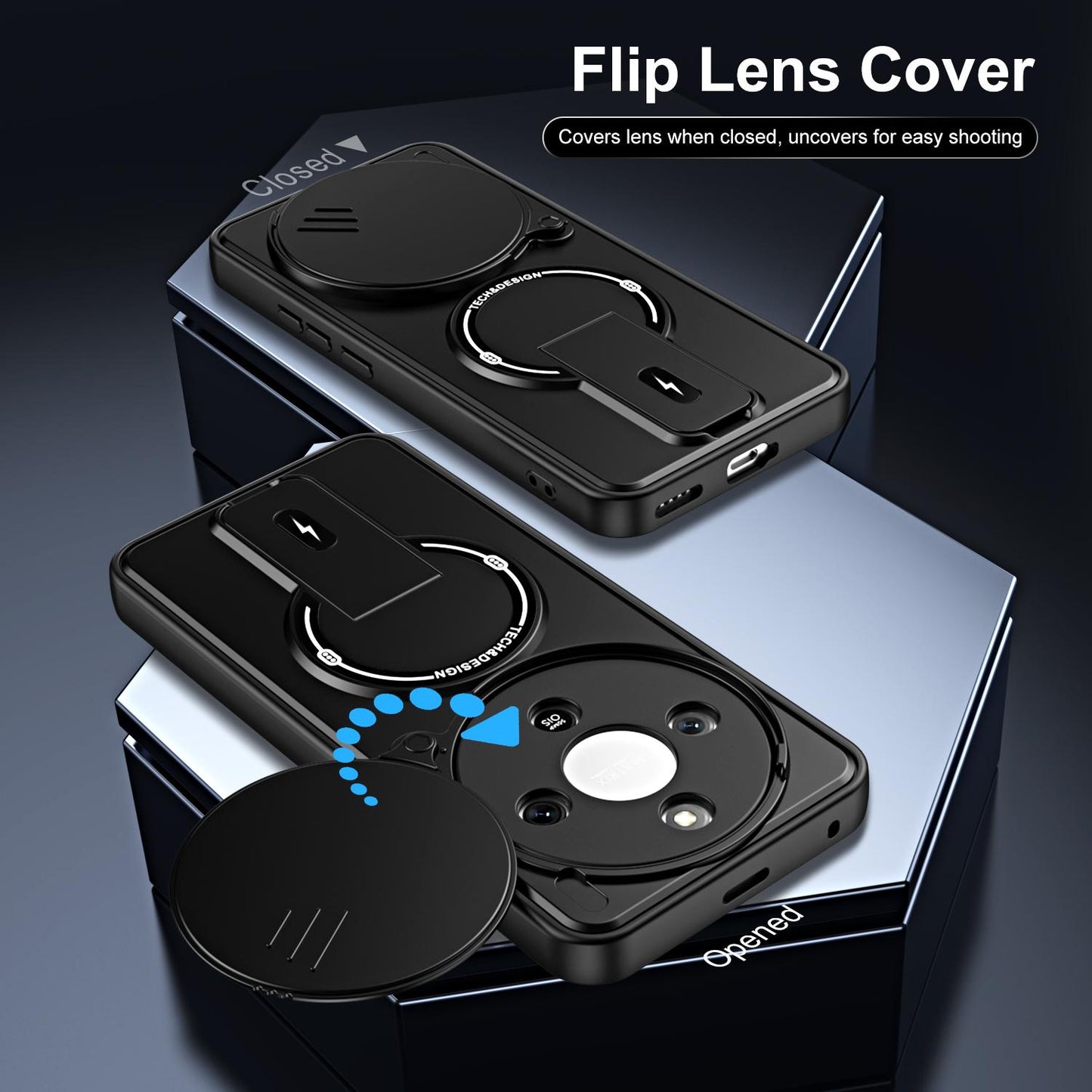For Honor X9a / X40 / Magic5 Lite Sliding Camshield Holder Magnetic Phone Case(Blue)