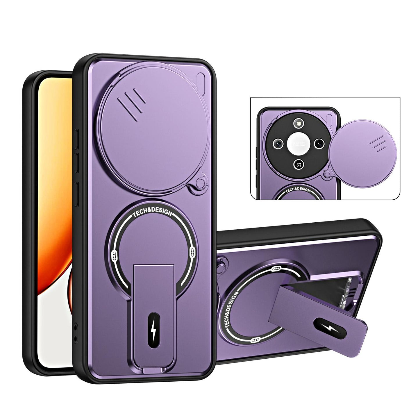For Honor X9a / X40 / Magic5 Lite Sliding Camshield Holder Magnetic Phone Case(Purple)