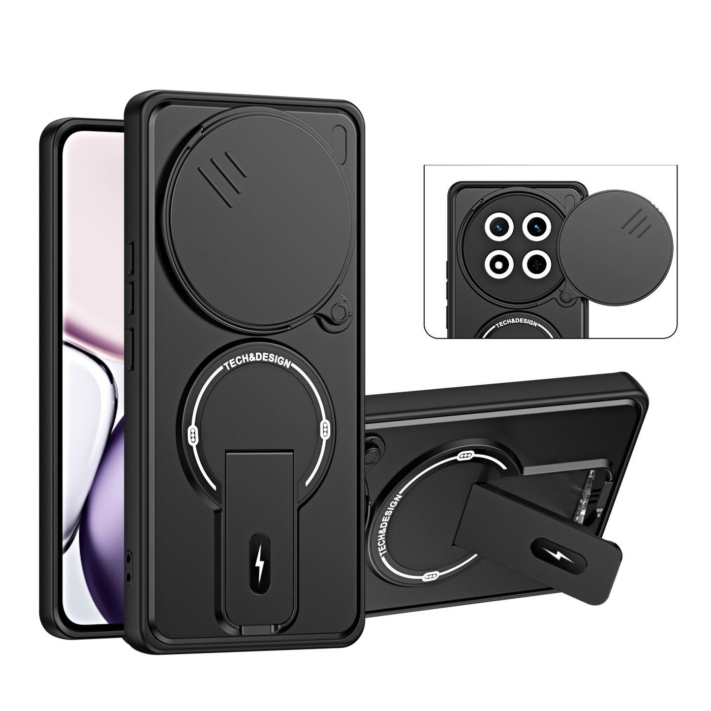 For Honor X9c / Magic7 Lite Sliding Camshield Holder Magnetic Phone Case(Black)