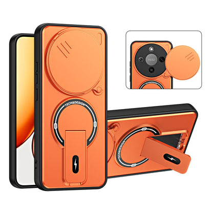 For Honor X9d / X70 5G Sliding Camshield Holder Magnetic Phone Case(Orange)