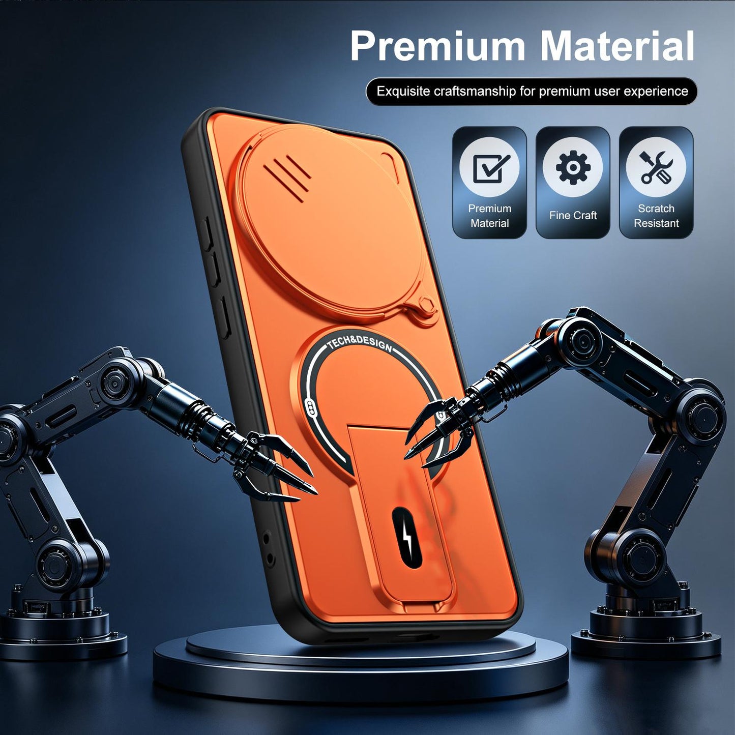 For Honor X9d / X70 5G Sliding Camshield Holder Magnetic Phone Case(Orange)