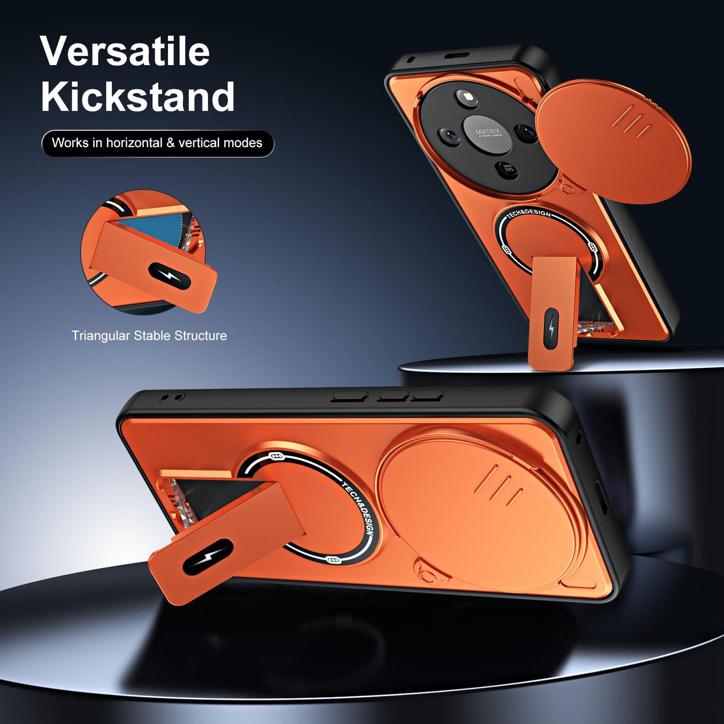 For Honor X9d / X70 5G Sliding Camshield Holder Magnetic Phone Case(Orange)