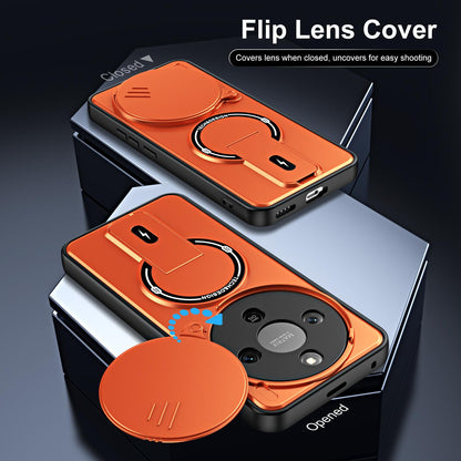 For Honor X9d / X70 5G Sliding Camshield Holder Magnetic Phone Case(Orange)