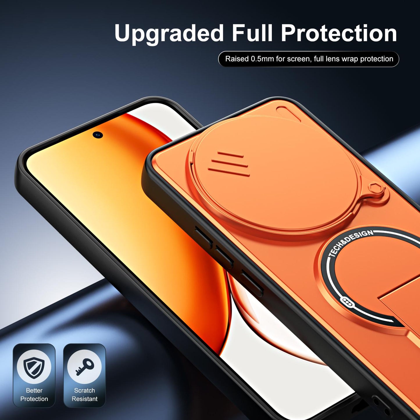 For Honor X9d / X70 5G Sliding Camshield Holder Magnetic Phone Case(Orange)