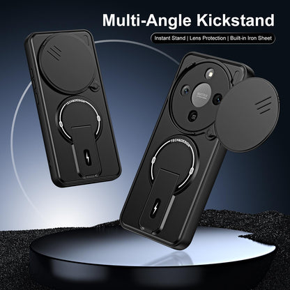 For Honor X9d / X70 5G Sliding Camshield Holder Magnetic Phone Case(Black)