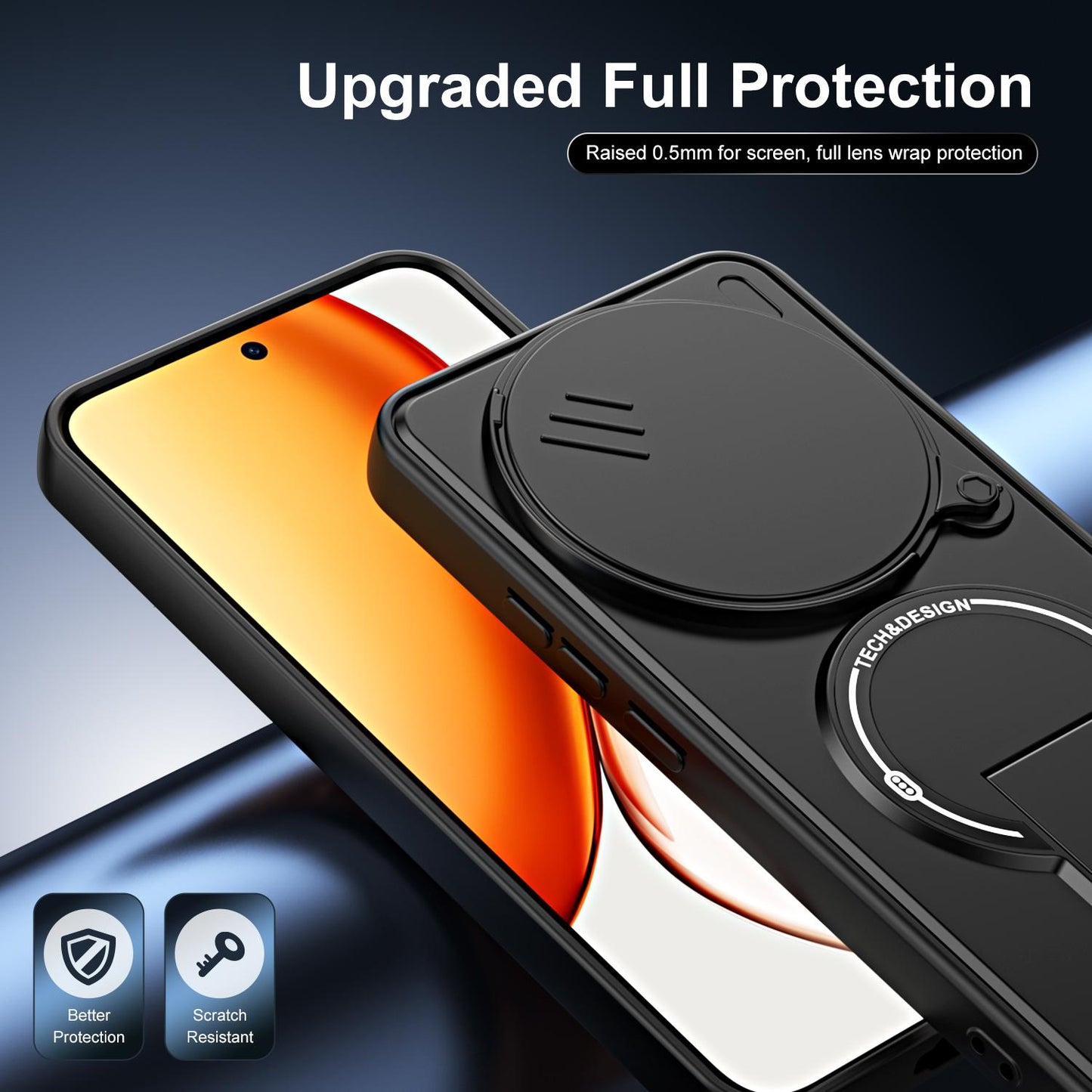 For Honor X9d / X70 5G Sliding Camshield Holder Magnetic Phone Case(Black)