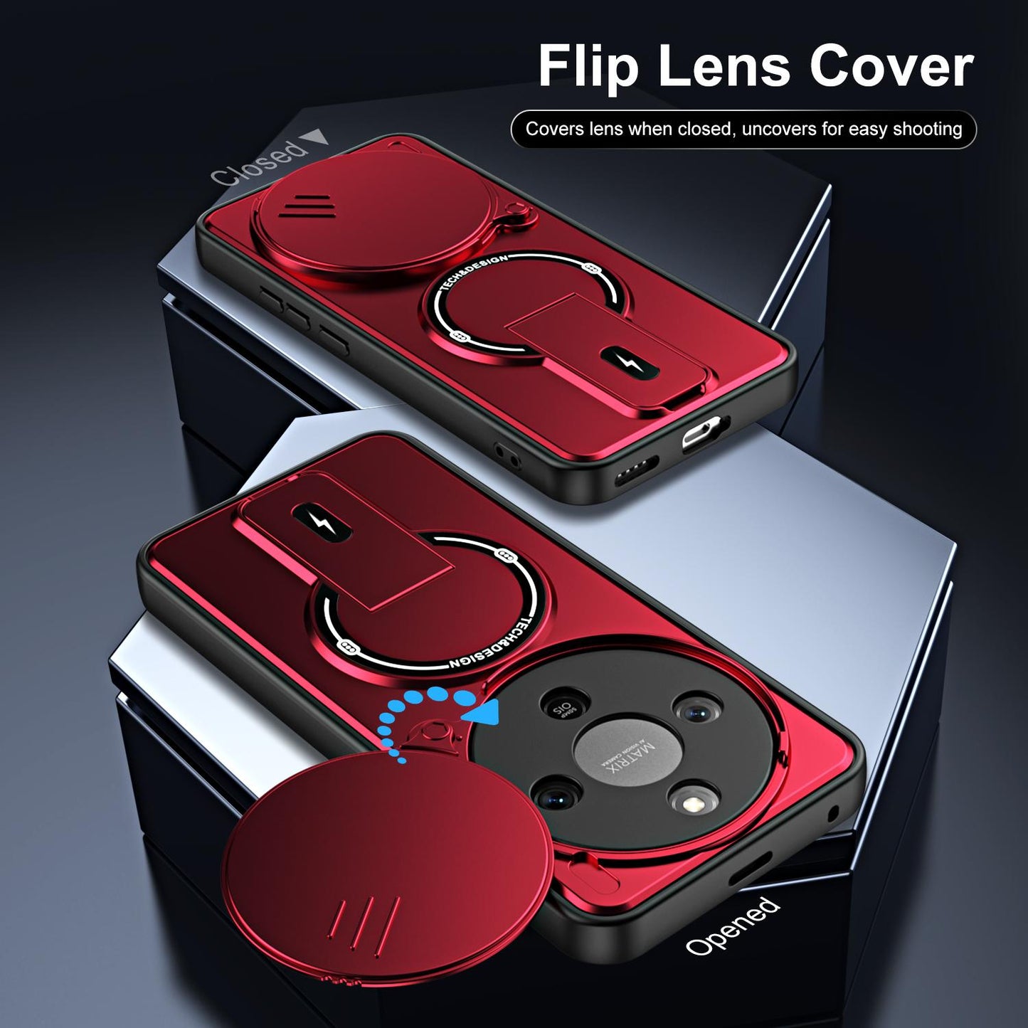 For Honor X9d / X70 5G Sliding Camshield Holder Magnetic Phone Case(Red)