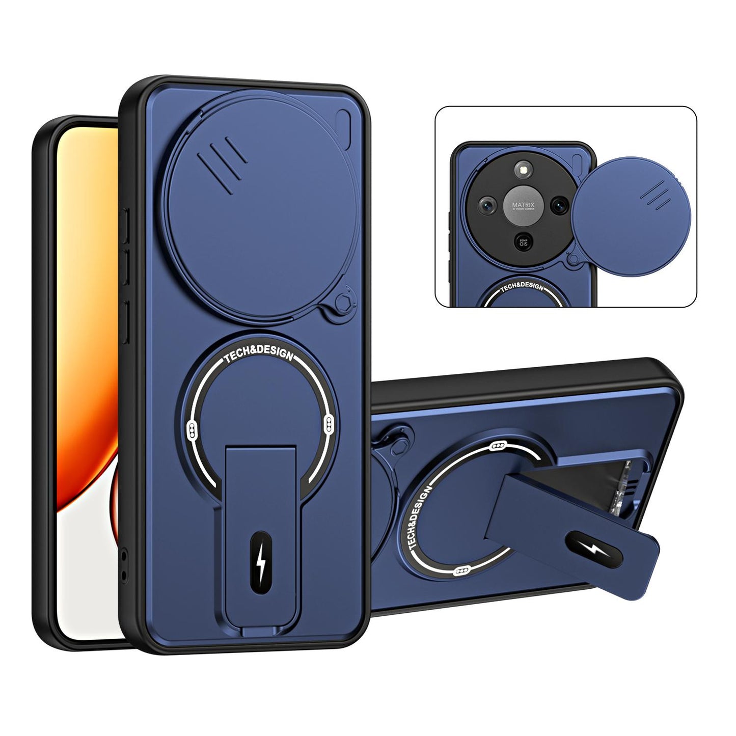 For Honor X9d / X70 5G Sliding Camshield Holder Magnetic Phone Case(Blue)