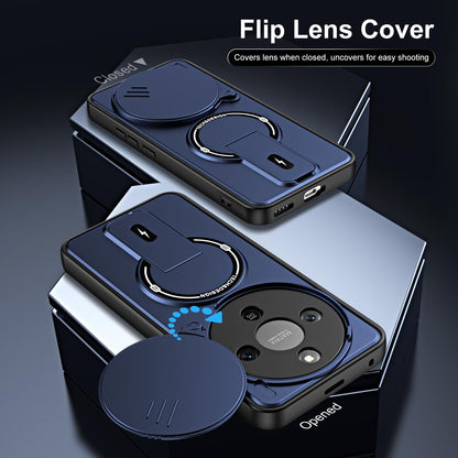 For Honor X9d / X70 5G Sliding Camshield Holder Magnetic Phone Case(Blue)