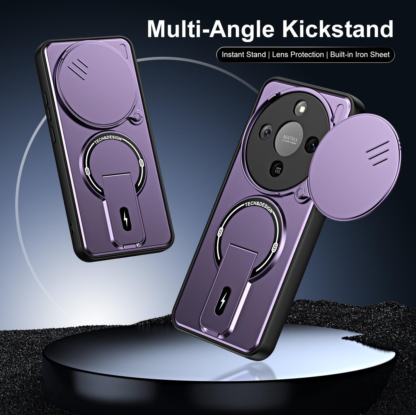 For Honor X9d / X70 5G Sliding Camshield Holder Magnetic Phone Case(Purple)
