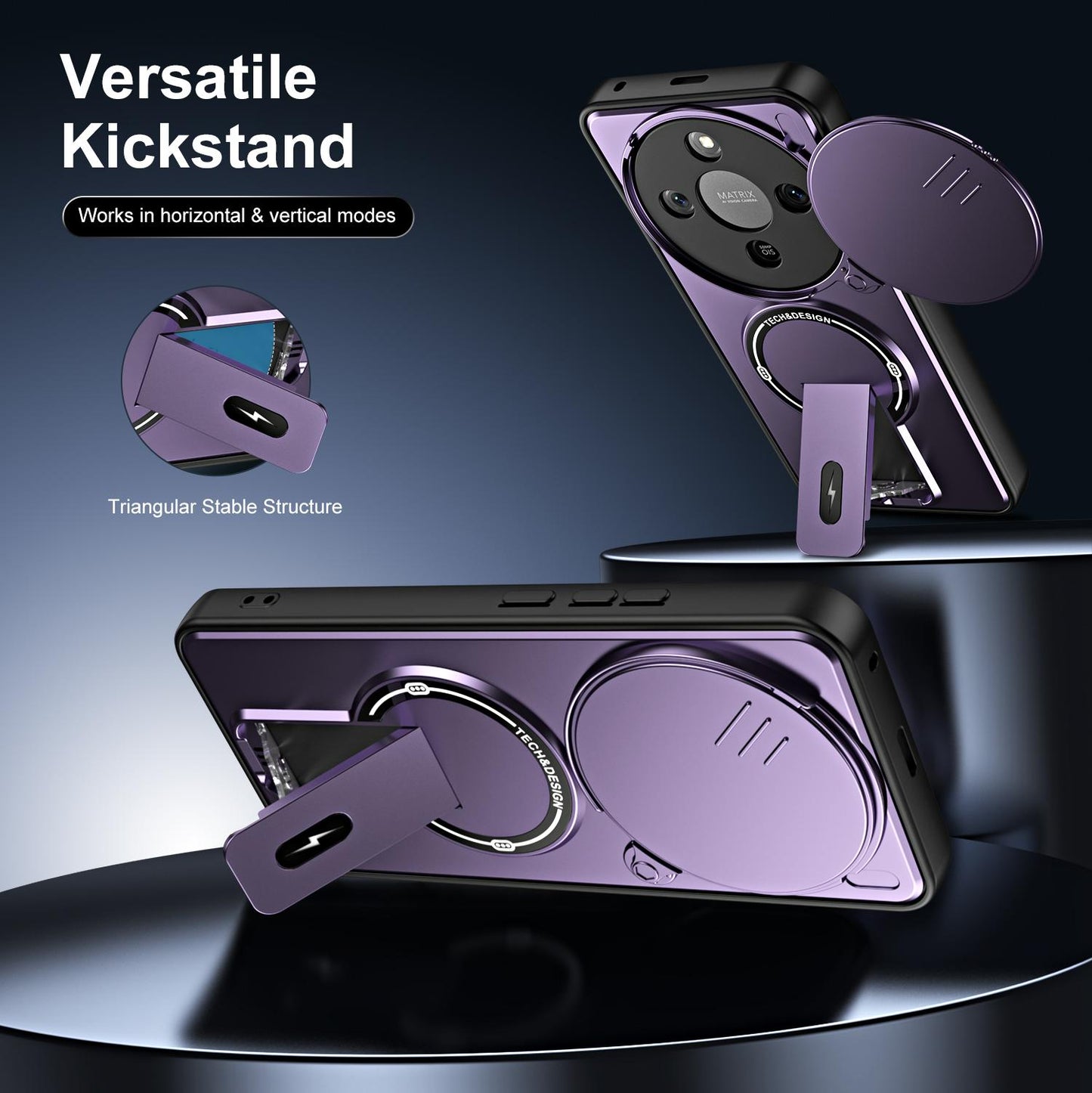 For Honor X9d / X70 5G Sliding Camshield Holder Magnetic Phone Case(Purple)