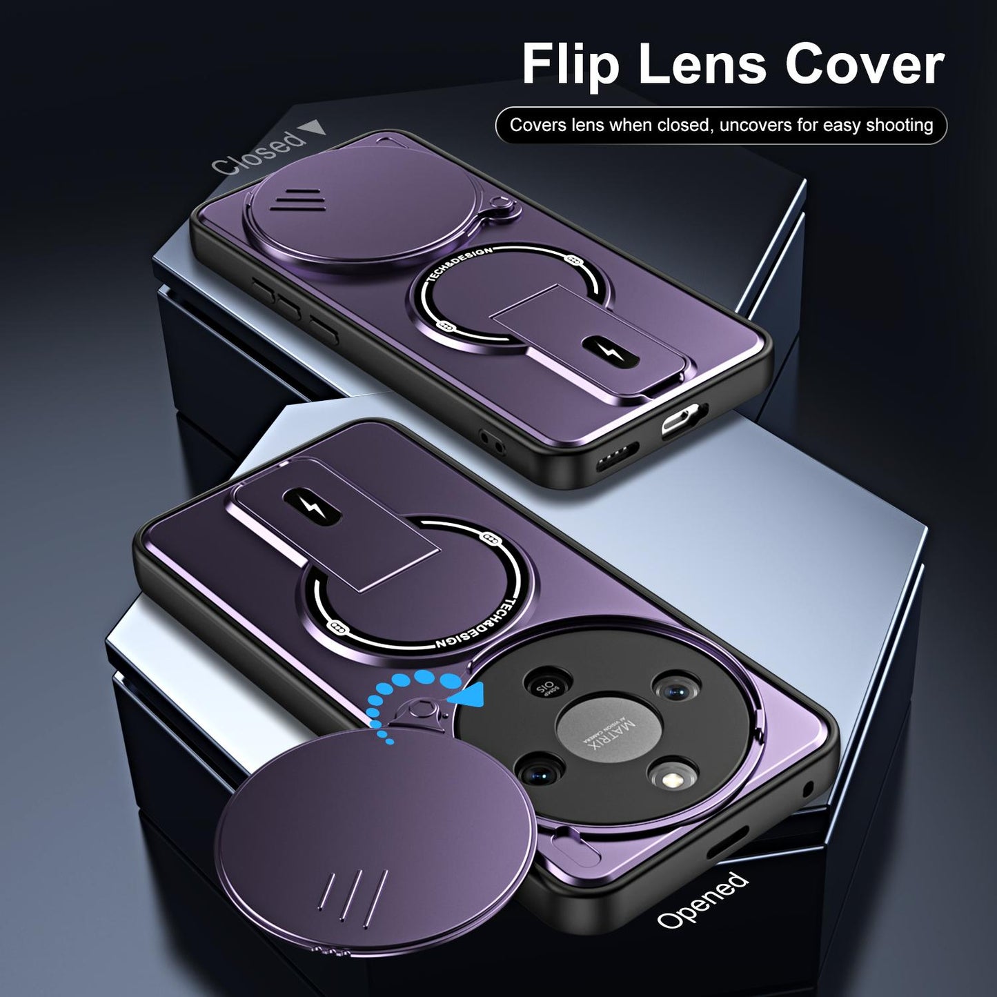 For Honor X9d / X70 5G Sliding Camshield Holder Magnetic Phone Case(Purple)