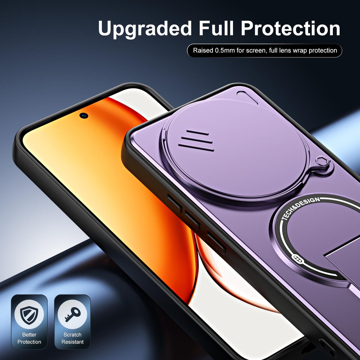 For Honor X9d / X70 5G Sliding Camshield Holder Magnetic Phone Case(Purple)