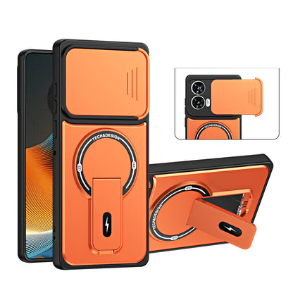 For Motorola Edge 50 Fusion / Moto G85 Sliding Camshield Holder Magnetic Phone Case(Orange)