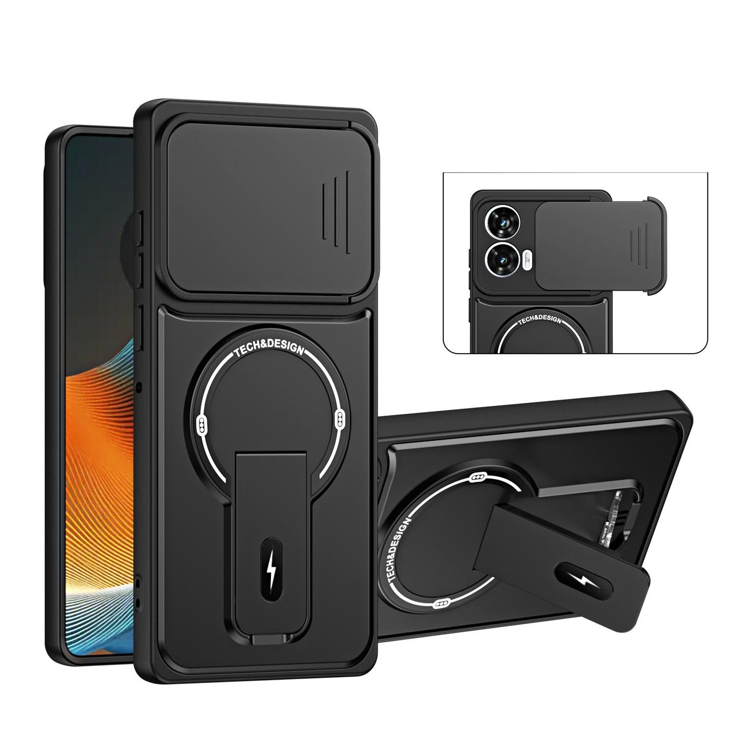 For Motorola Edge 50 Fusion / Moto G85 Sliding Camshield Holder Magnetic Phone Case(Black)