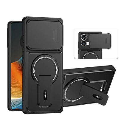 For Motorola Edge 50 Fusion / Moto G85 Sliding Camshield Holder Magnetic Phone Case(Black)