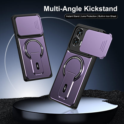 For Motorola Edge 50 Fusion / Moto G85 Sliding Camshield Holder Magnetic Phone Case(Black)