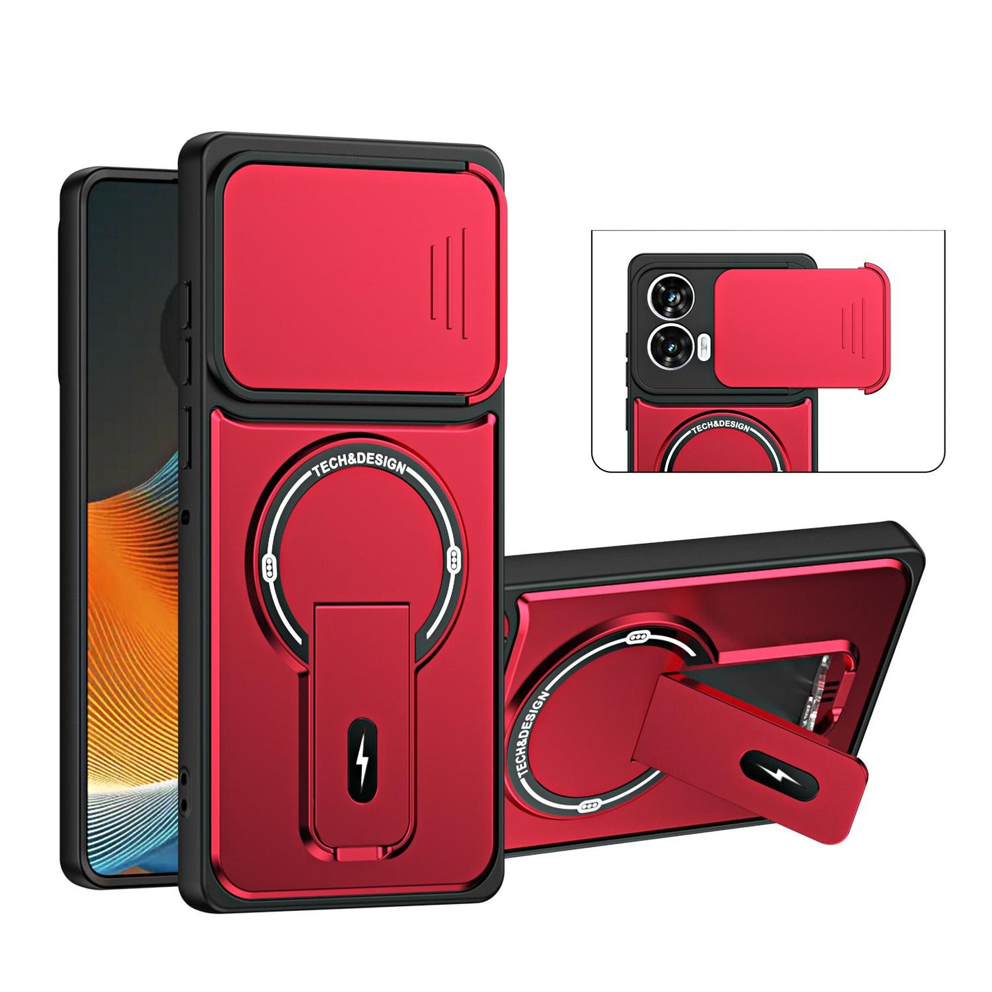 For Motorola Edge 50 Fusion / Moto G85 Sliding Camshield Holder Magnetic Phone Case(Red)