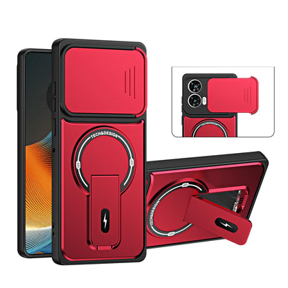For Motorola Edge 50 Fusion / Moto G85 Sliding Camshield Holder Magnetic Phone Case(Red)