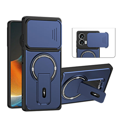 For Motorola Edge 50 Fusion / Moto G85 Sliding Camshield Holder Magnetic Phone Case(Blue)