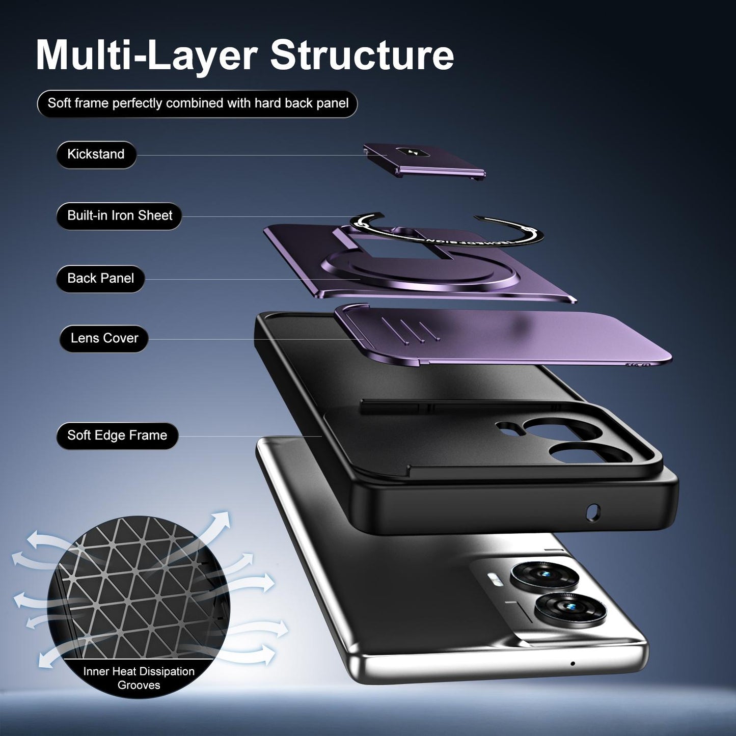 For Motorola Edge 50 Fusion / Moto G85 Sliding Camshield Holder Magnetic Phone Case(Blue)