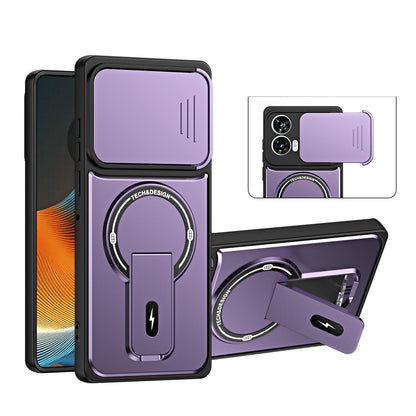 For Motorola Edge 50 Fusion / Moto G85 Sliding Camshield Holder Magnetic Phone Case(Purple)