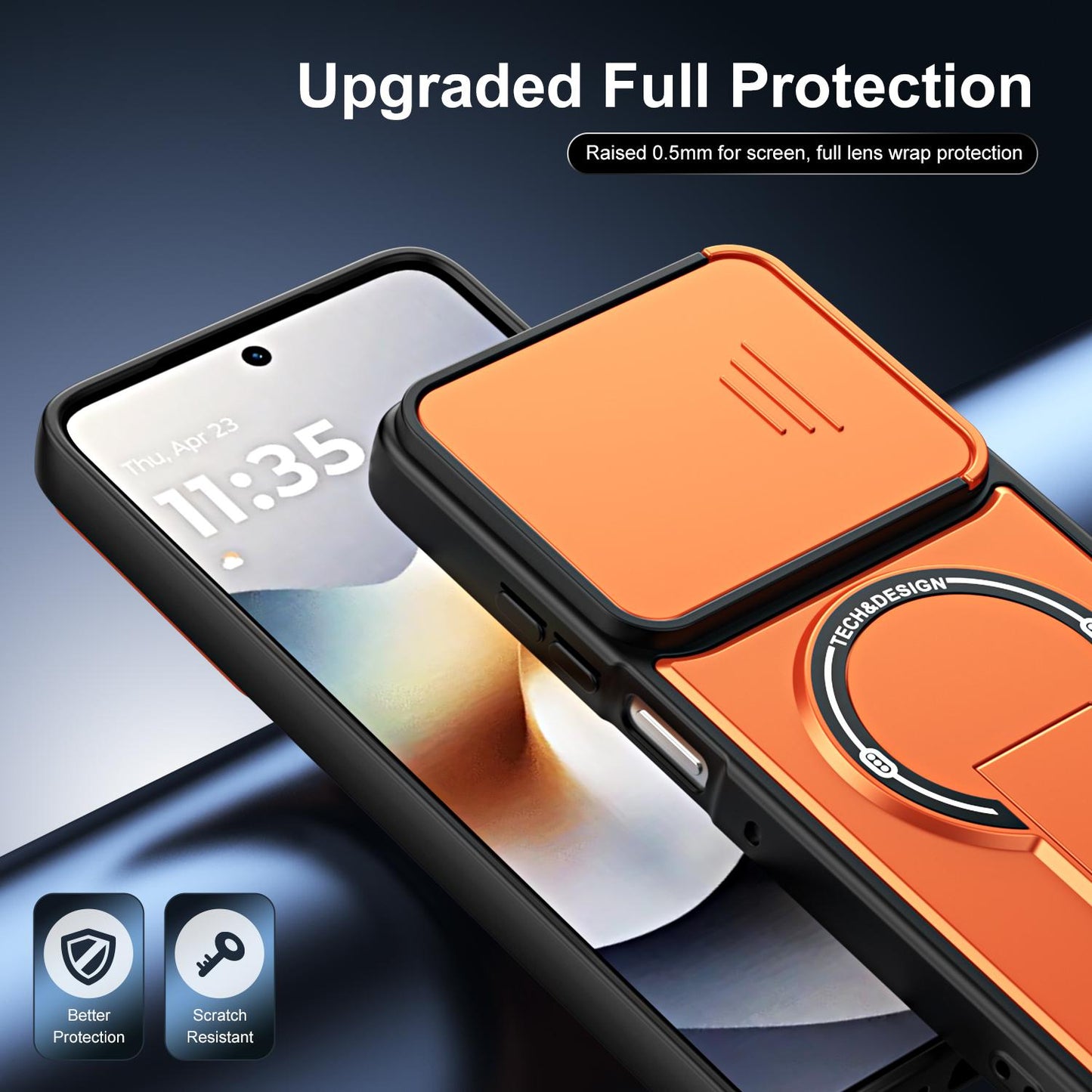 For Motorola Edge 60 Fusion / Edge 60 Sliding Camshield Holder Magnetic Phone Case(Orange)