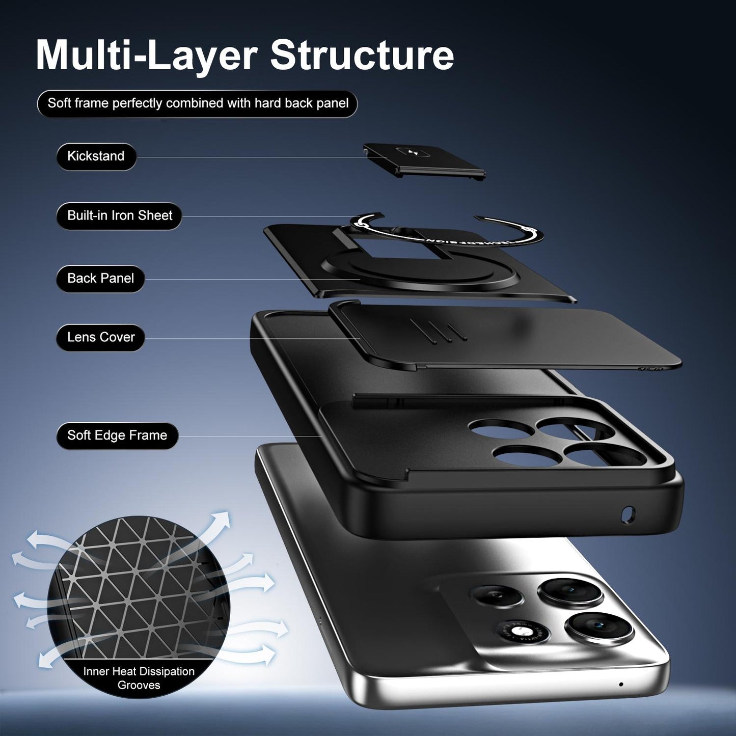 For Motorola Edge 60 Fusion / Edge 60 Sliding Camshield Holder Magnetic Phone Case(Black)