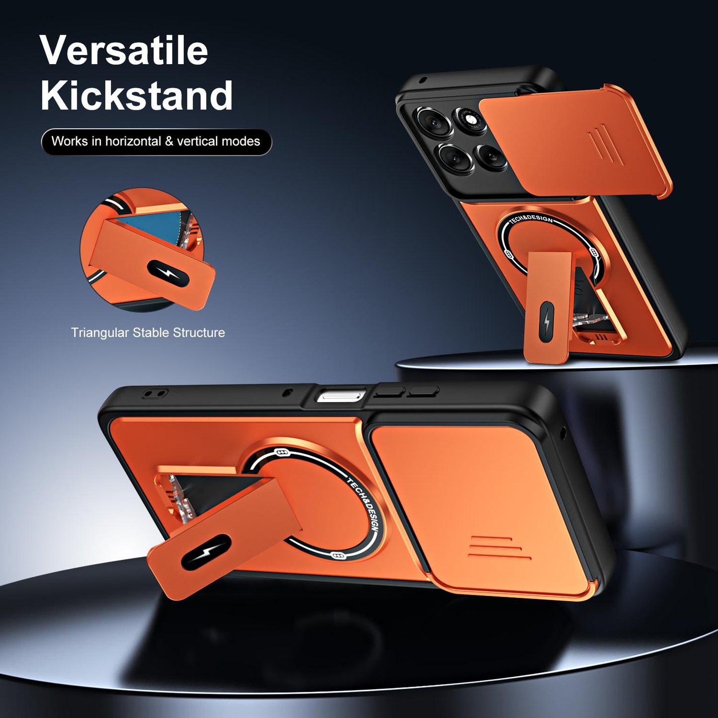 For Motorola Edge 60 Pro 5G Sliding Camshield Holder Magnetic Phone Case(Orange)