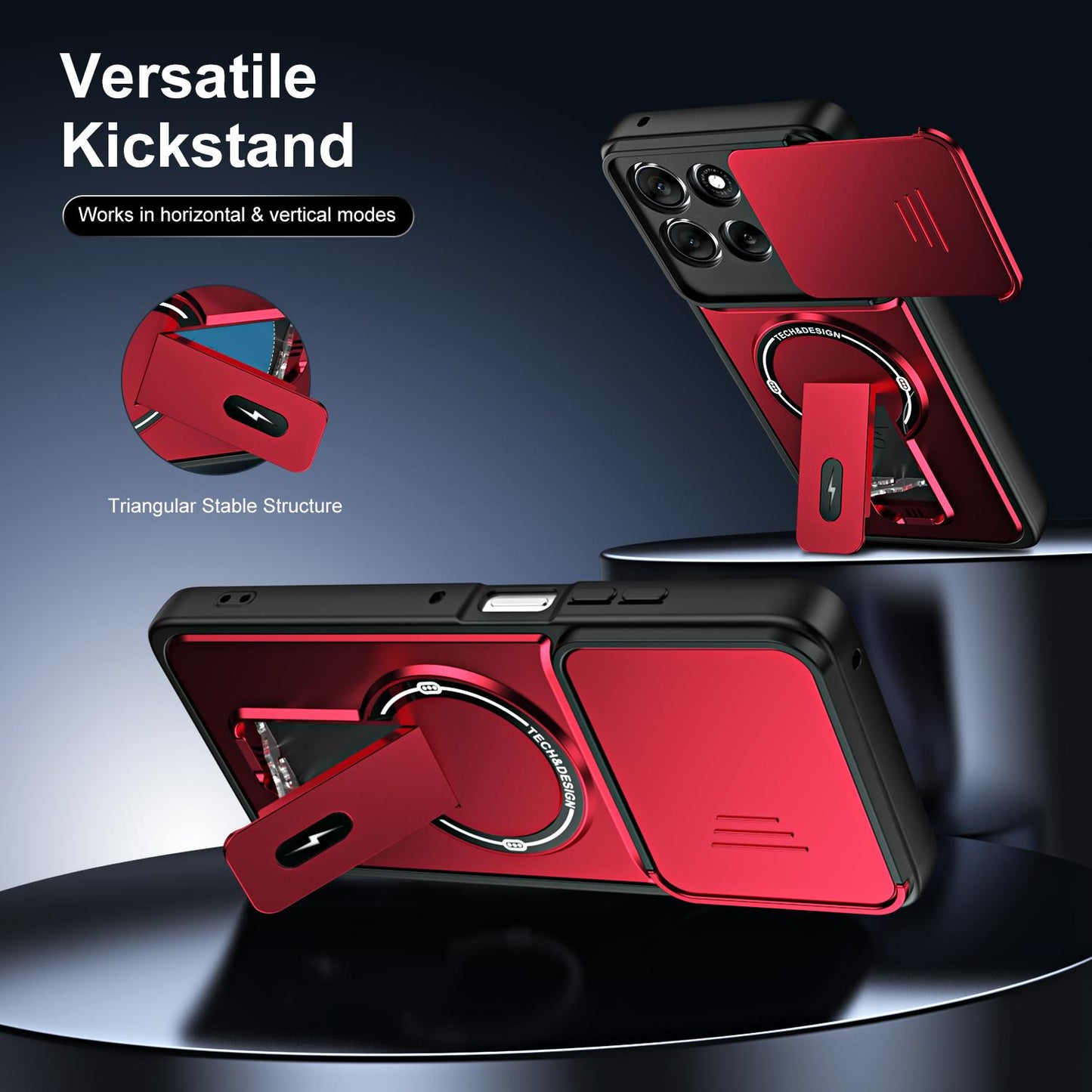 For Motorola Edge 60 Pro 5G Sliding Camshield Holder Magnetic Phone Case(Red)