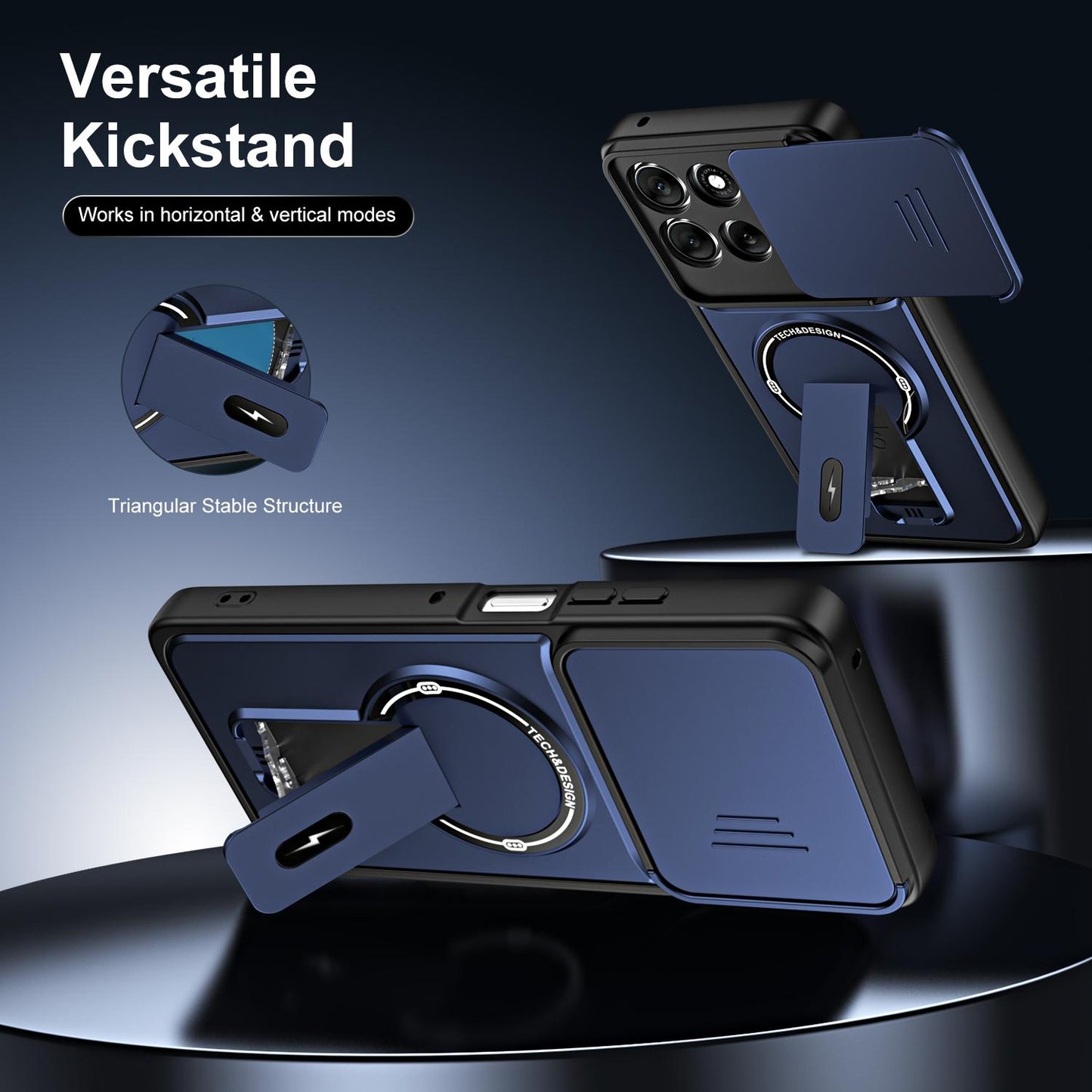 For Motorola Edge 60 Pro 5G Sliding Camshield Holder Magnetic Phone Case(Blue)