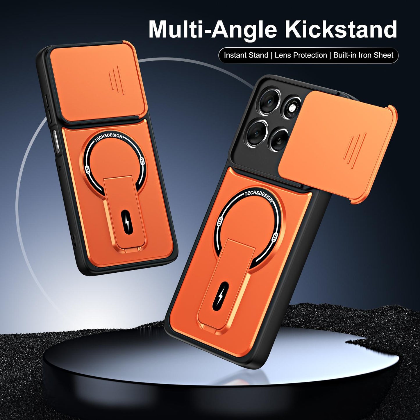 For Motorola Edge 70 Fusion 5G Sliding Camshield Holder Magnetic Phone Case(Orange)