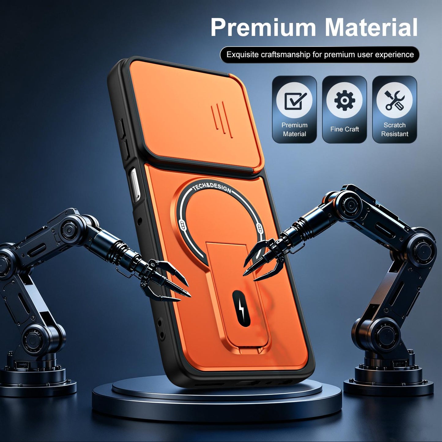 For Motorola Edge 70 Fusion 5G Sliding Camshield Holder Magnetic Phone Case(Orange)