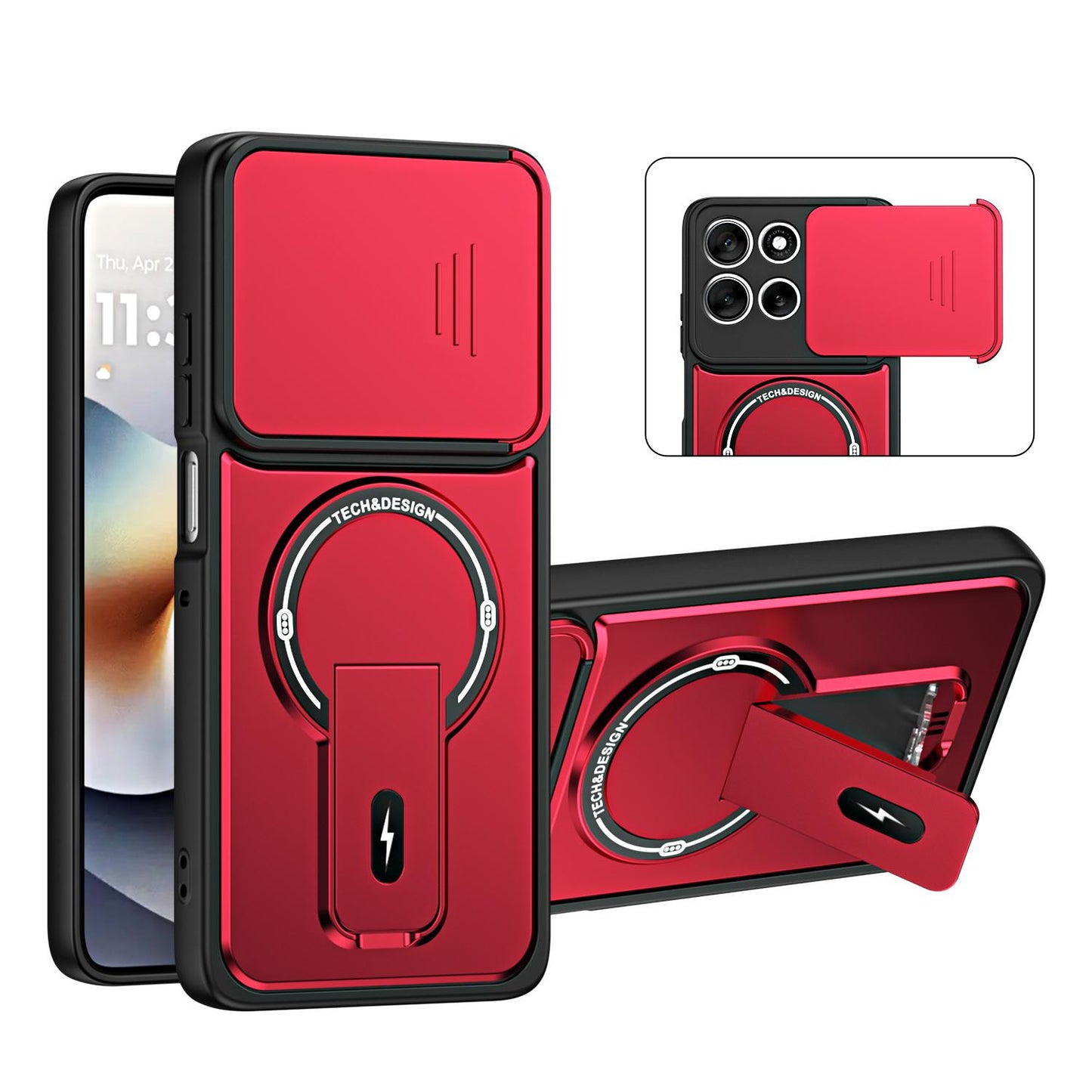 For Motorola Edge 70 Fusion 5G Sliding Camshield Holder Magnetic Phone Case(Red)