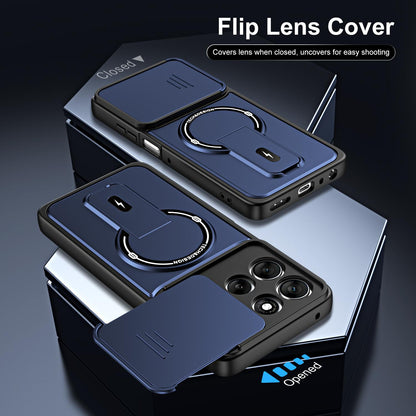 For Motorola Edge 70 Fusion 5G Sliding Camshield Holder Magnetic Phone Case(Blue)
