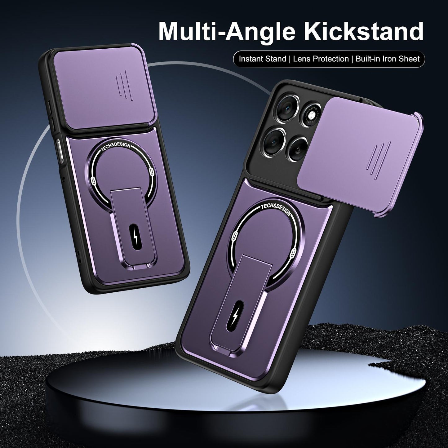 For Motorola Moto G37 / G47 5G Sliding Camshield Holder Magnetic Phone Case(Purple)