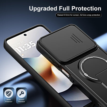 For Motorola Moto G56 5G Sliding Camshield Holder Magnetic Phone Case(Black)