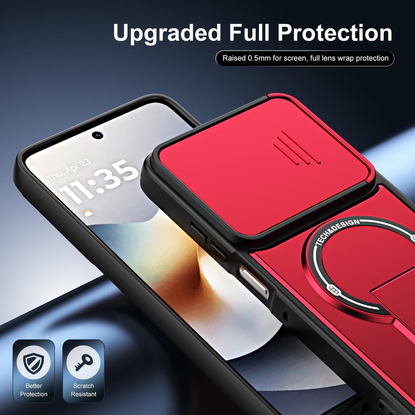 For Motorola Moto G56 5G Sliding Camshield Holder Magnetic Phone Case(Red)