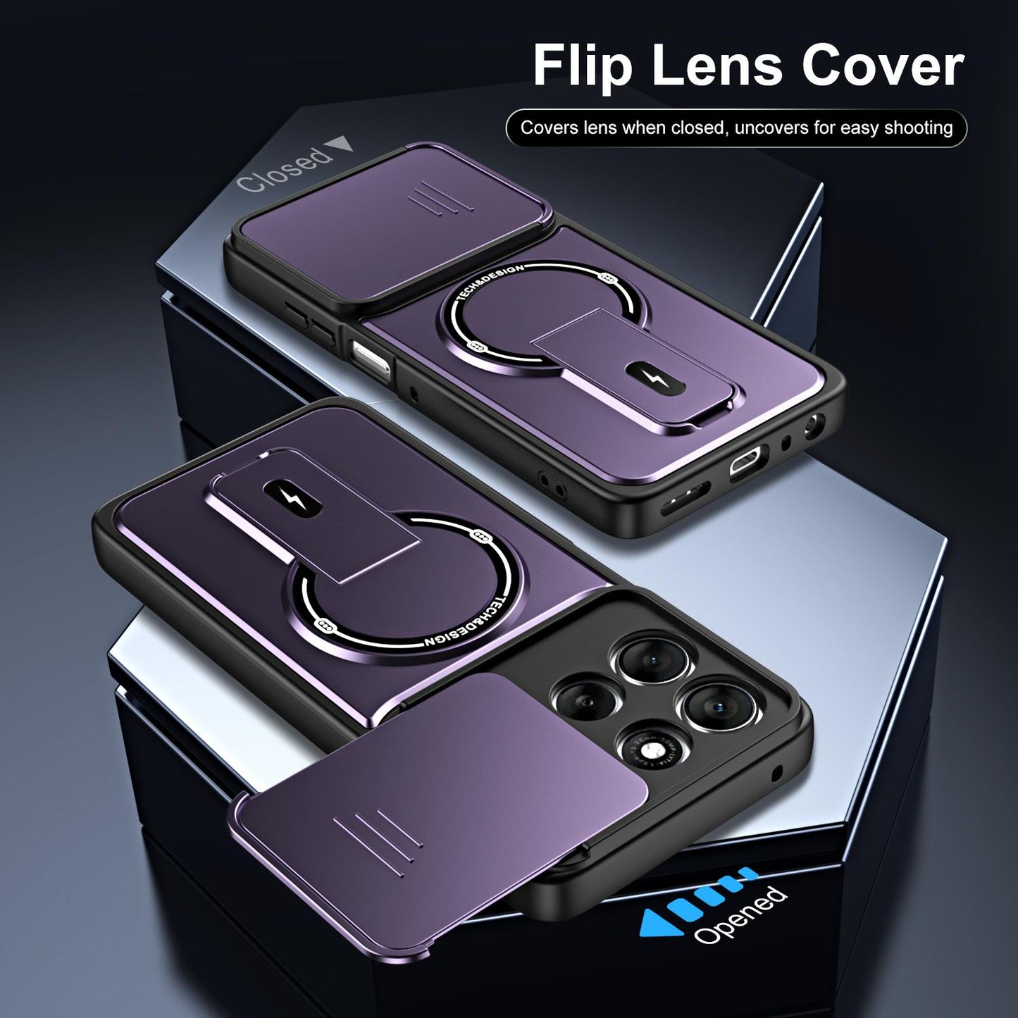 For Motorola Moto G57 Power 5G Sliding Camshield Holder Magnetic Phone Case(Purple)